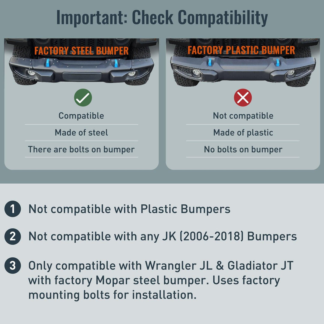 Rocktrix front brush 4.92" height - Compatible with 2018+ Jeep Wrangler JL, 2019+ Gladiator JT - Steel Bar Grille Guard for Steel Rubicon Bumper #size_5-inch-height