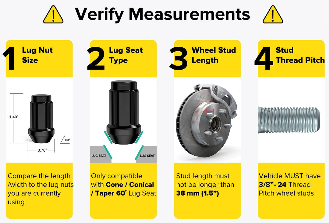 Rocktrix 3/8x24 cone Lug Nut - verify measurement