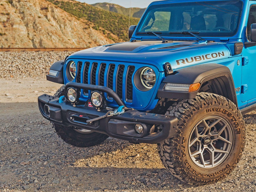 Rocktrix front brush 7.6" height - Compatible with 2018+ Jeep Wrangler JL, 2019+ Gladiator JT - Steel Bar Grille Guard for Steel Rubicon Bumper #size_7-inch-height