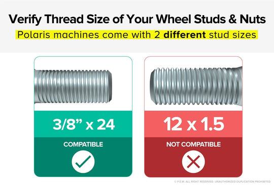 Rocktrix lug nut  compatibility - verify thread size of wheel studs & nuts.