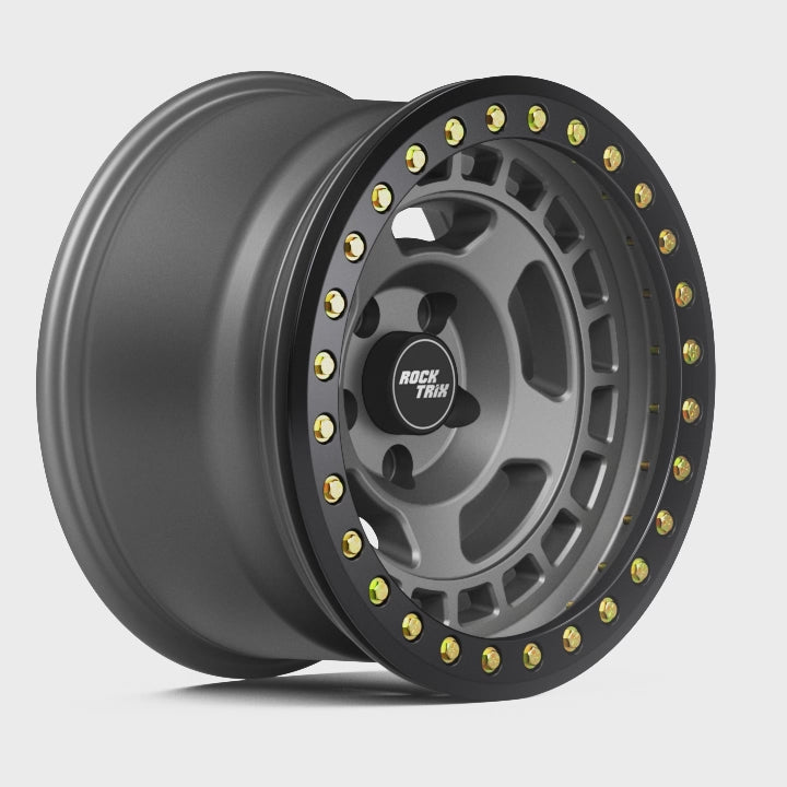 Rocktrix Offroad Wheels RT115BL Beadlock Matte Gunmetal 17x9 rim for Jeep