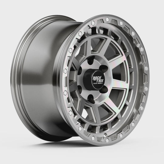Rocktrix Offroad Wheels - RT114 - 9 Flat Spokes - Machined Silver Rims for Tacoma 4Runner F150 Bronco Wrangler Gladiator