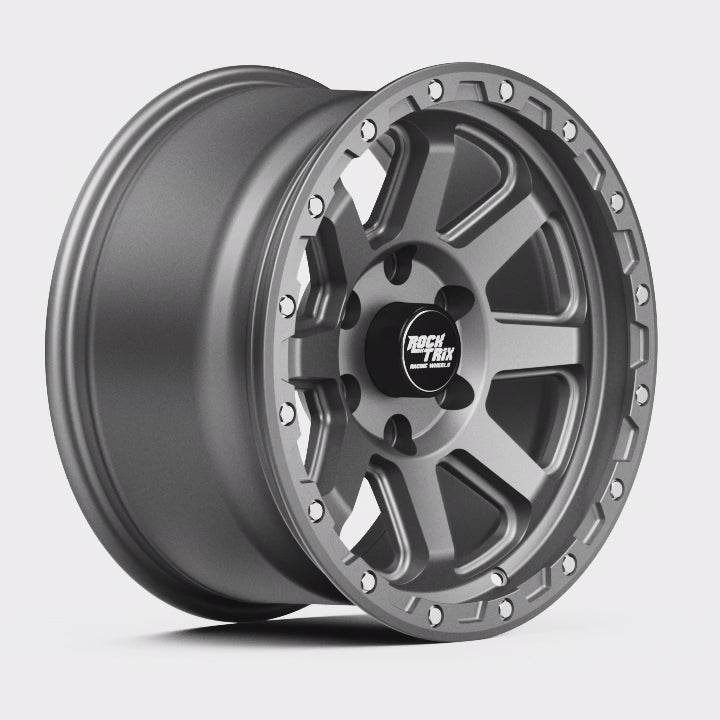RockTrix RT116 Eight Straight Spokes Wheel - Matte Gunmetal 6 Lug Holes