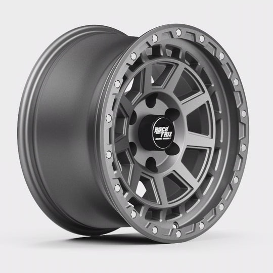 Rocktrix Offroad Wheels - RT114 - 9 Flat Spokes - Matte Gunmetal Rims for Tacoma 4Runner F150 Bronco Wrangler Gladiator