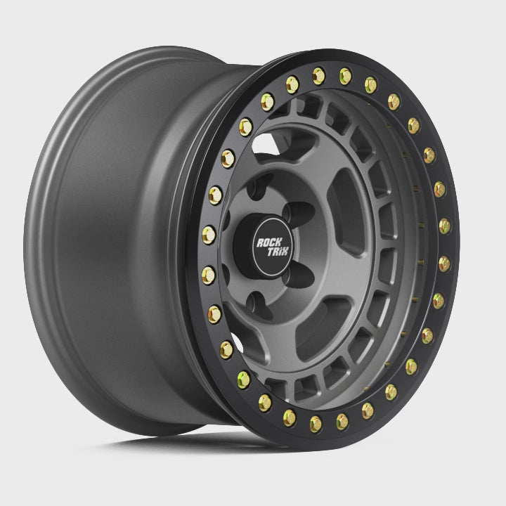 Rocktrix Offroad Wheels RT115BL Beadlock Matte Gunmetal 17x9 rim for Ford Toyota Lexus