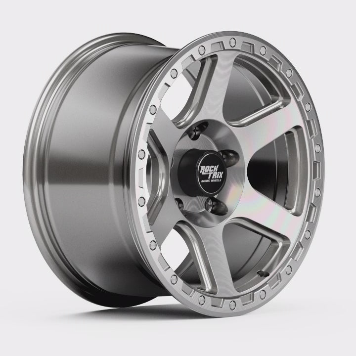 RockTrix RT112 Six Spoke Classic Wheel - Machined Silver 5 lug holes
