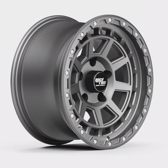 Rocktrix Offroad Wheels - RT114 - 9 Flat Spokes - Matte Gunmetal Rims for Tacoma 4Runner F150 Bronco Wrangler Gladiator