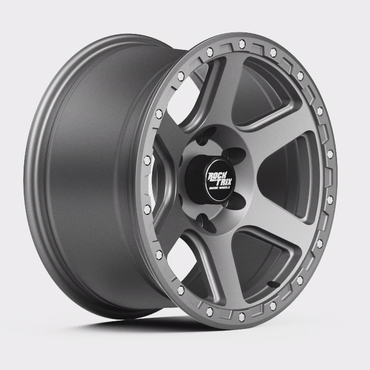 RockTrix RT112 Six Spoke Classic Wheel - Matte Gunmetal 6 lug holes