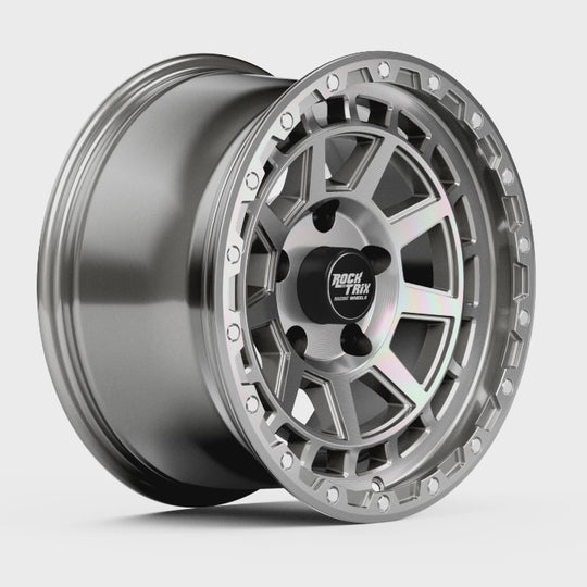Rocktrix Offroad Wheels - RT114 - 9 Flat Spokes - Machined Silver Rims for Tacoma 4Runner F150 Bronco Wrangler Gladiator