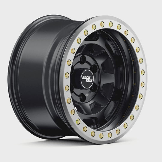 Rocktrix Offroad Wheels RT117BL Matte Black Beadlock rims - 6 lug holes 360 degree video