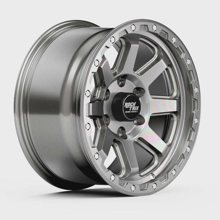 Rocktrix Offroad Wheel RT116 Machined Silver 17x9 rim. 5x127 for Jeep Wrangler JK JL Gladiator JT. 6x139.7 for Toyota Lexus. 360 degree video