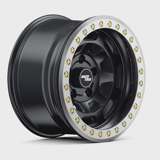 Rocktrix Offroad Wheels RT117BL Matte Black Beadlock rims - 5 lug holes 360 degree video