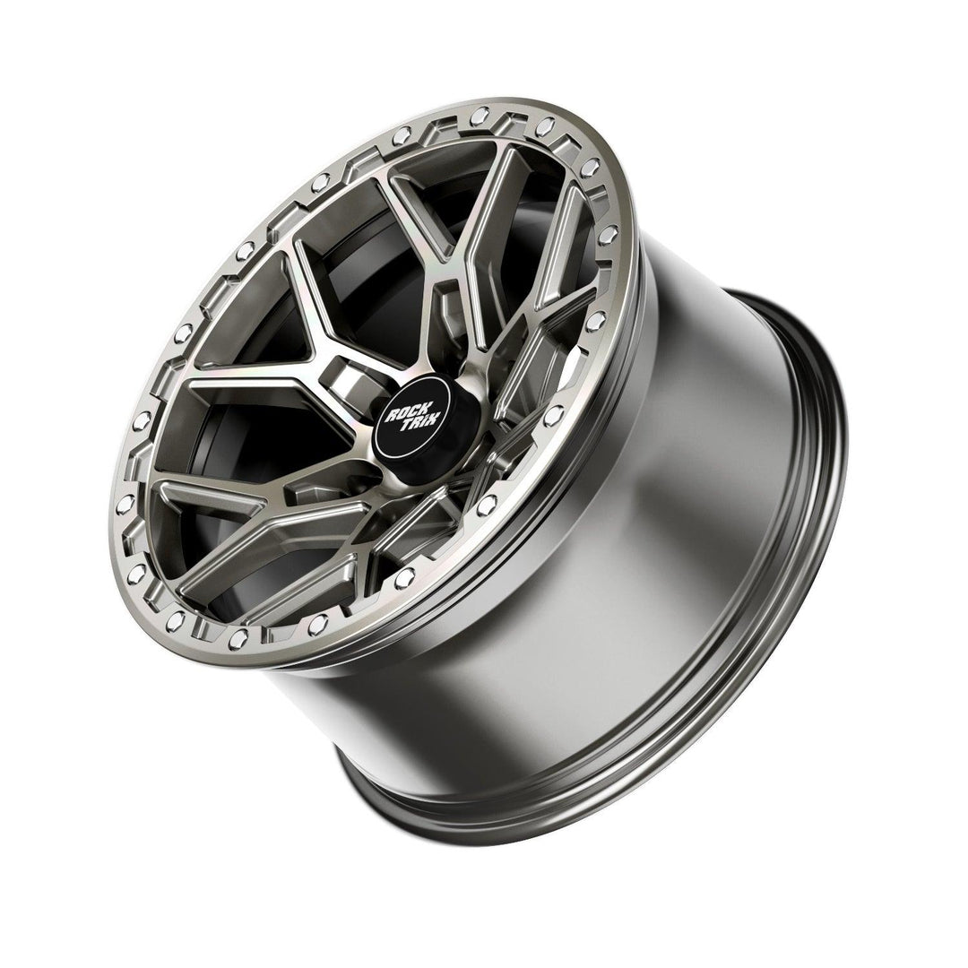 Rocktrix Offroad Wheels RT107 Machined Silver, 6x135 | 87.1 17x9, available in 18x9, 20x9 Gunmetal Gray Rims for Toyota Tacoma 4Runner, Ford F150 Bronco