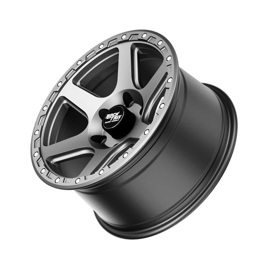 Rocktrix Offroad Wheels - RT112 - Six Spoke Classic - Matte Black / 5x127 | 71.5 / 17x9 | ET-12 (4.5") - Matte Gunmetal Rims for Tacoma 4Runner F150 Bronco Wrangler Gladiator