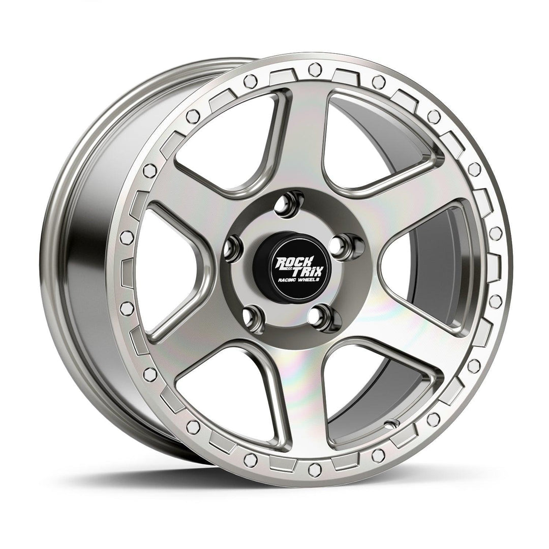 Rocktrix Offroad Wheels - RT112 - Six Spoke Classic - Machined Silver / 5x127 | 71.5 / 17x9 | ET-12 (4.5") - Rims for Tacoma 4Runner F150 Bronco Wrangler Gladiator