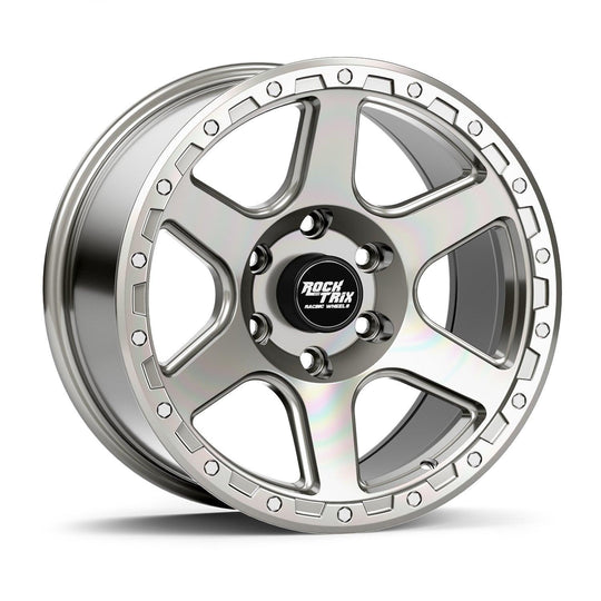 Rocktrix Offroad Wheels - RT112 - Six Spoke Classic - Machined Silver / 6x135 | 87.1 / 17x9 | ET-12 (4.5") - Rims for Tacoma 4Runner F150 Bronco Wrangler Gladiator