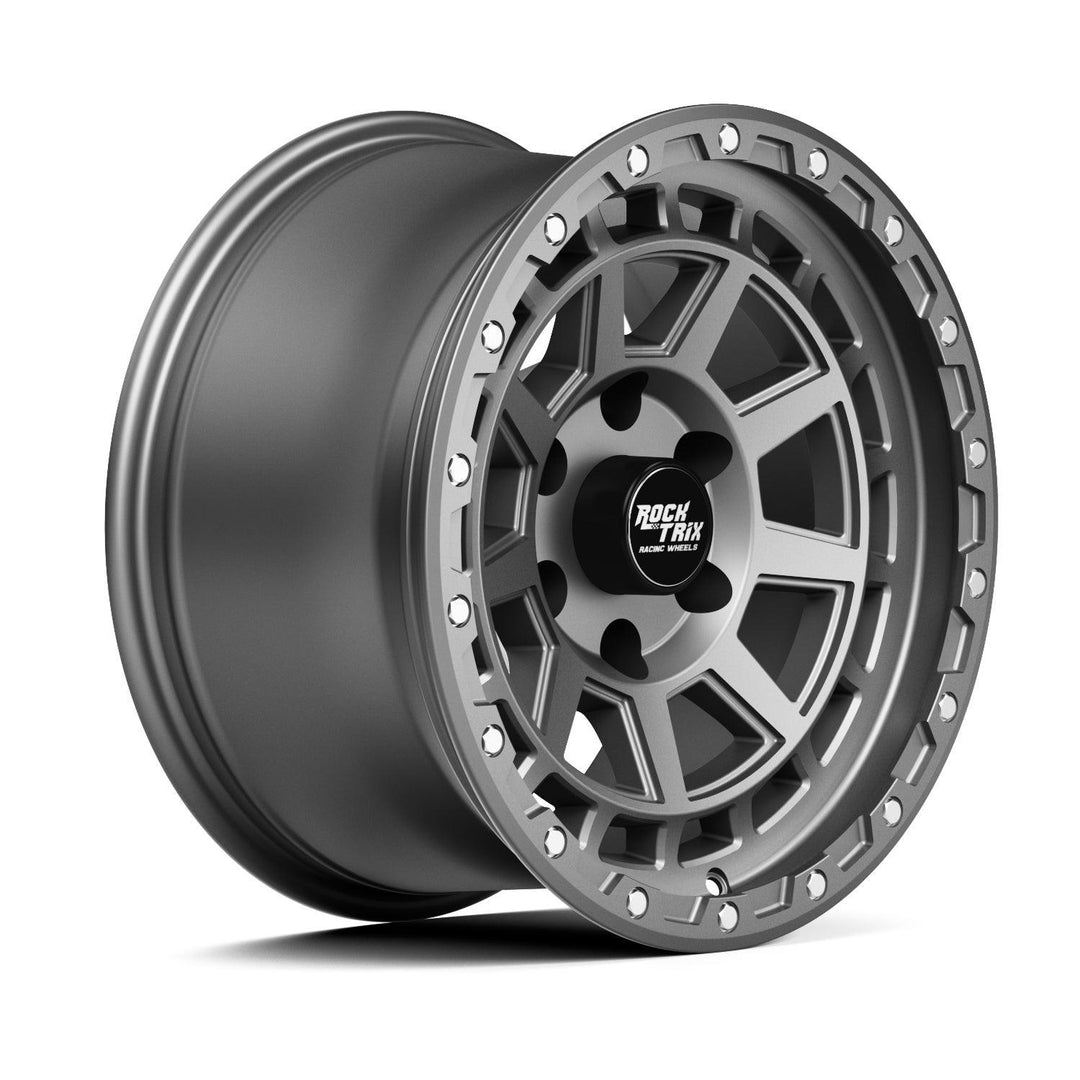 Rocktrix Offroad Wheels - RT114 - 9 Flat Spokes - Matte Gunmetal Rims for Tacoma 4Runner F150 Bronco Wrangler Gladiator