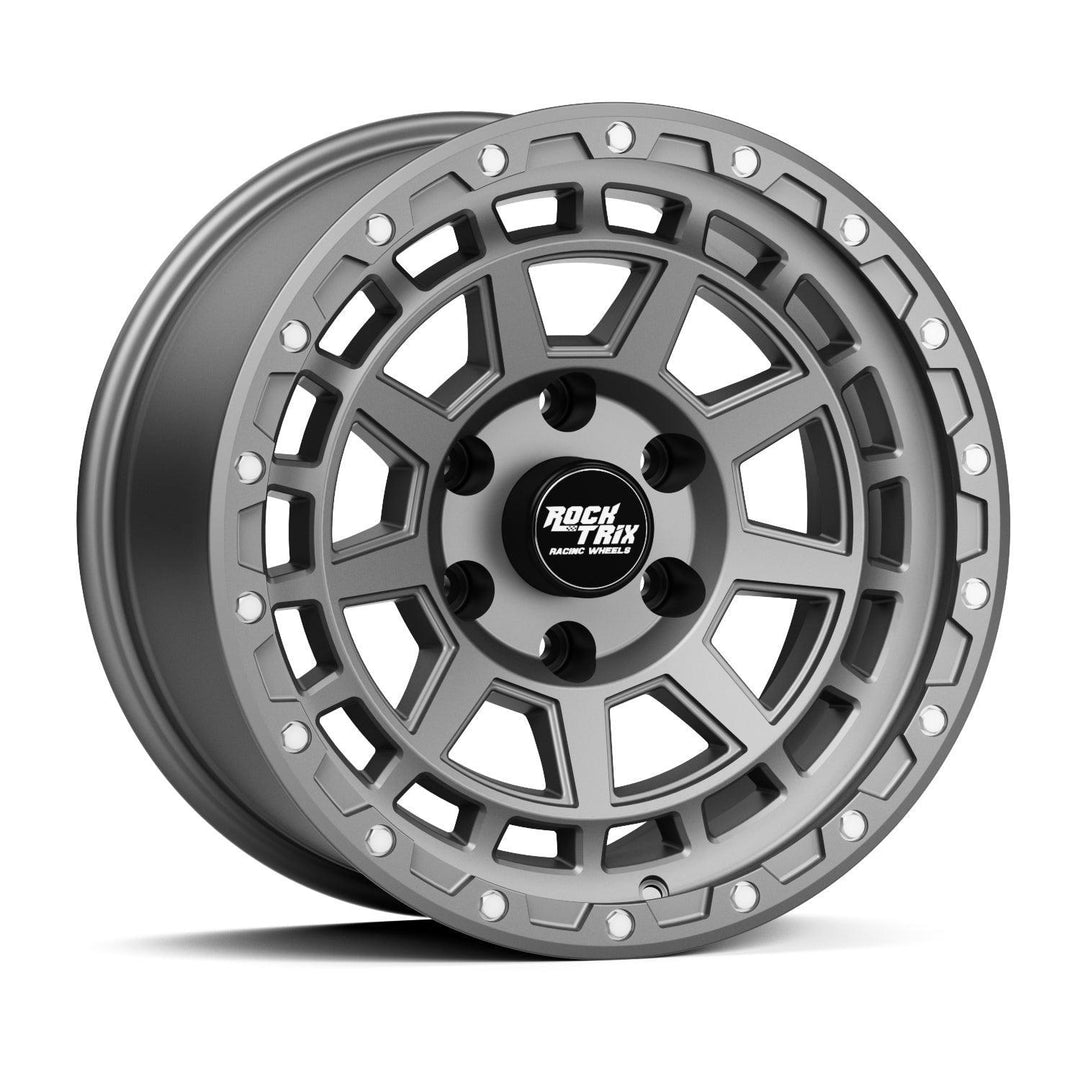 Rocktrix Offroad Wheels - RT114 - 9 Flat Spokes - Matte Gunmetal Rims for Tacoma 4Runner F150 Bronco Wrangler Gladiator