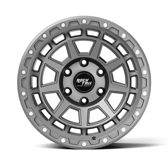 Rocktrix Offroad Wheels - RT114 - 9 Flat Spokes - Matte Gunmetal Rims for Tacoma 4Runner F150 Bronco Wrangler Gladiator