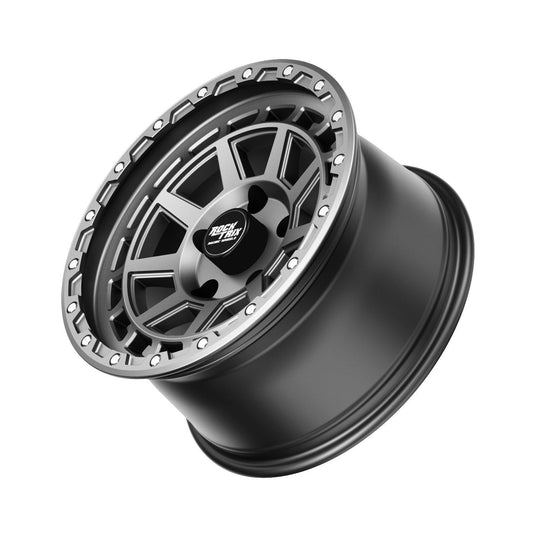 Rocktrix Offroad Wheels - RT114 - 9 Flat Spokes - 5x127 | 71.5 / 17x9 ET-12 (4.5") - Matte Gunmetal Rims for Tacoma 4Runner F150 Bronco Wrangler Gladiator