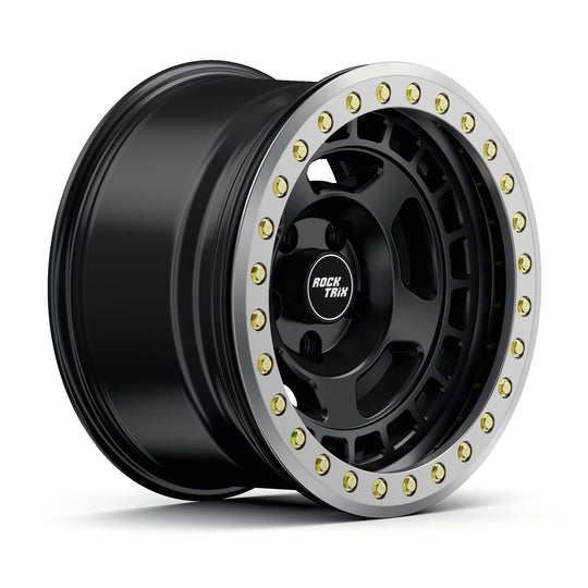 Rocktrix Offroad Wheel - RT115BL Beadlock 17x9 matte black rims for Jeep Ford Toyota Lexus.