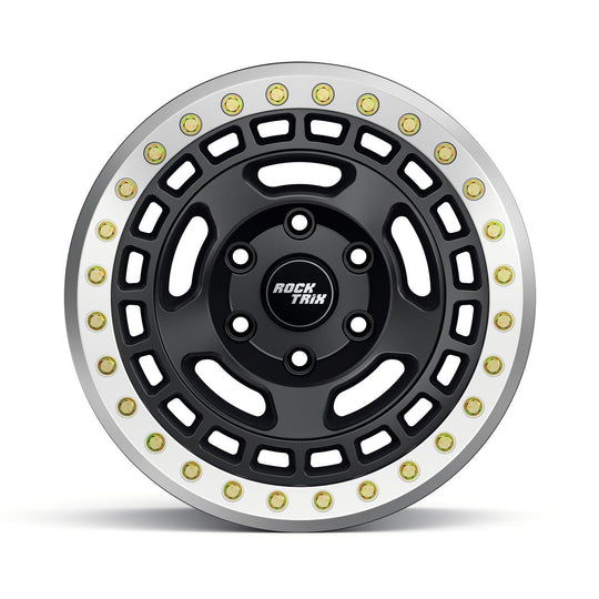 Rocktrix Offroad Wheel - RT115BL Beadlock 17x9 matte black rims for Jeep Ford Toyota Lexus.