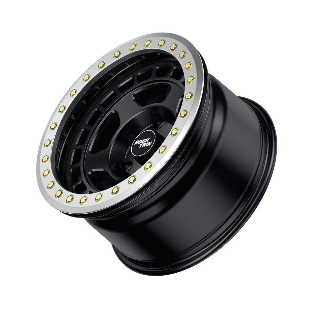 Rocktrix Offroad Wheel - RT115BL Beadlock 17x9 matte black rims for Jeep Ford Toyota Lexus.