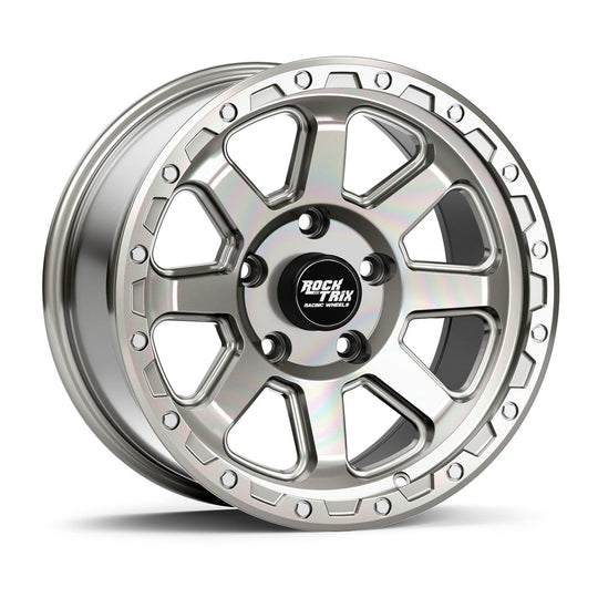Rocktrix Offroad Wheel RT116 Machined Silver 17x9 rim. 5x127 for Jeep Wrangler JK JL Gladiator JT. 6x139.7 for Toyota Lexus