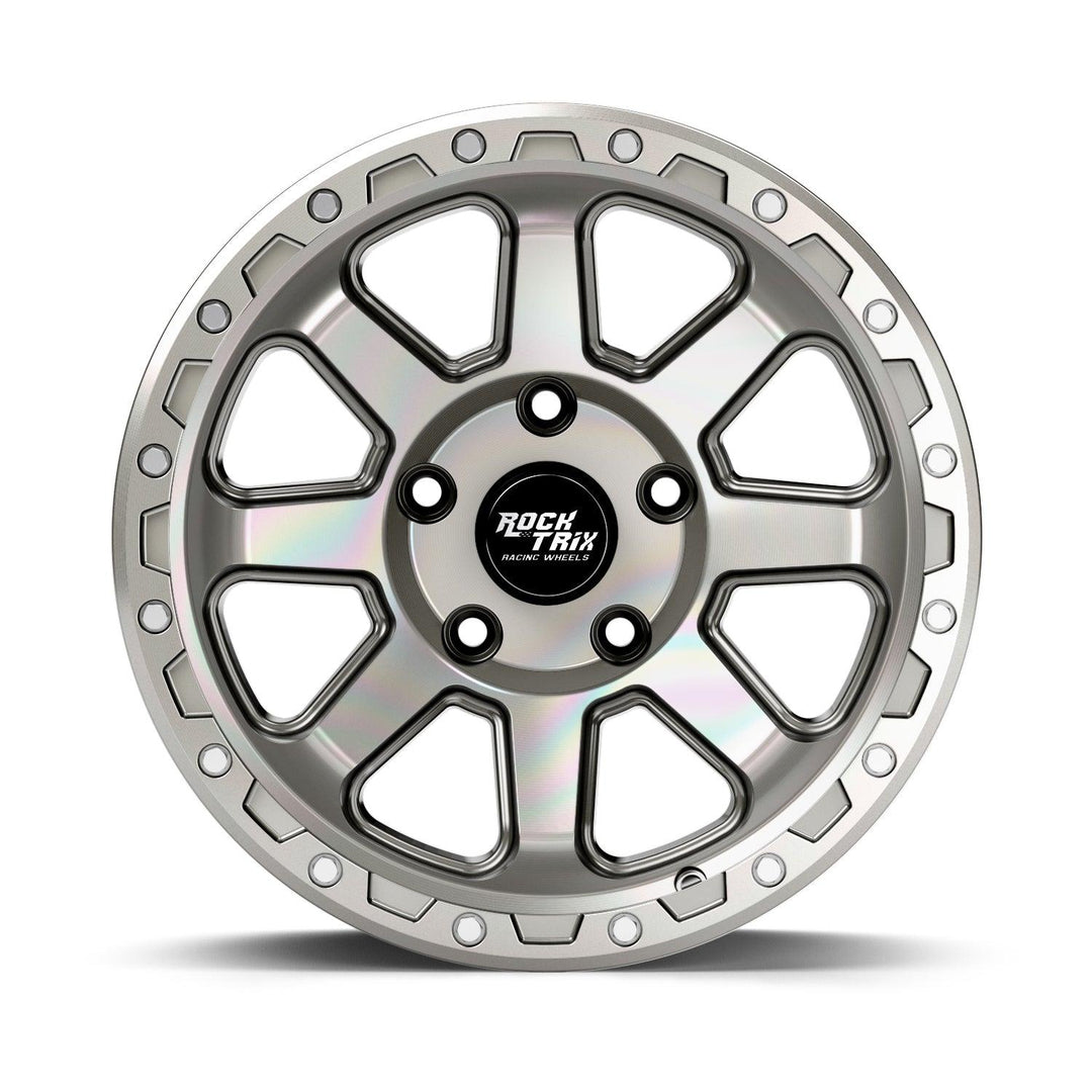 Rocktrix Offroad Wheel RT116 Machined Silver 17x9 rim. 5x127 for Jeep Wrangler JK JL Gladiator JT. 6x139.7 for Toyota Lexus