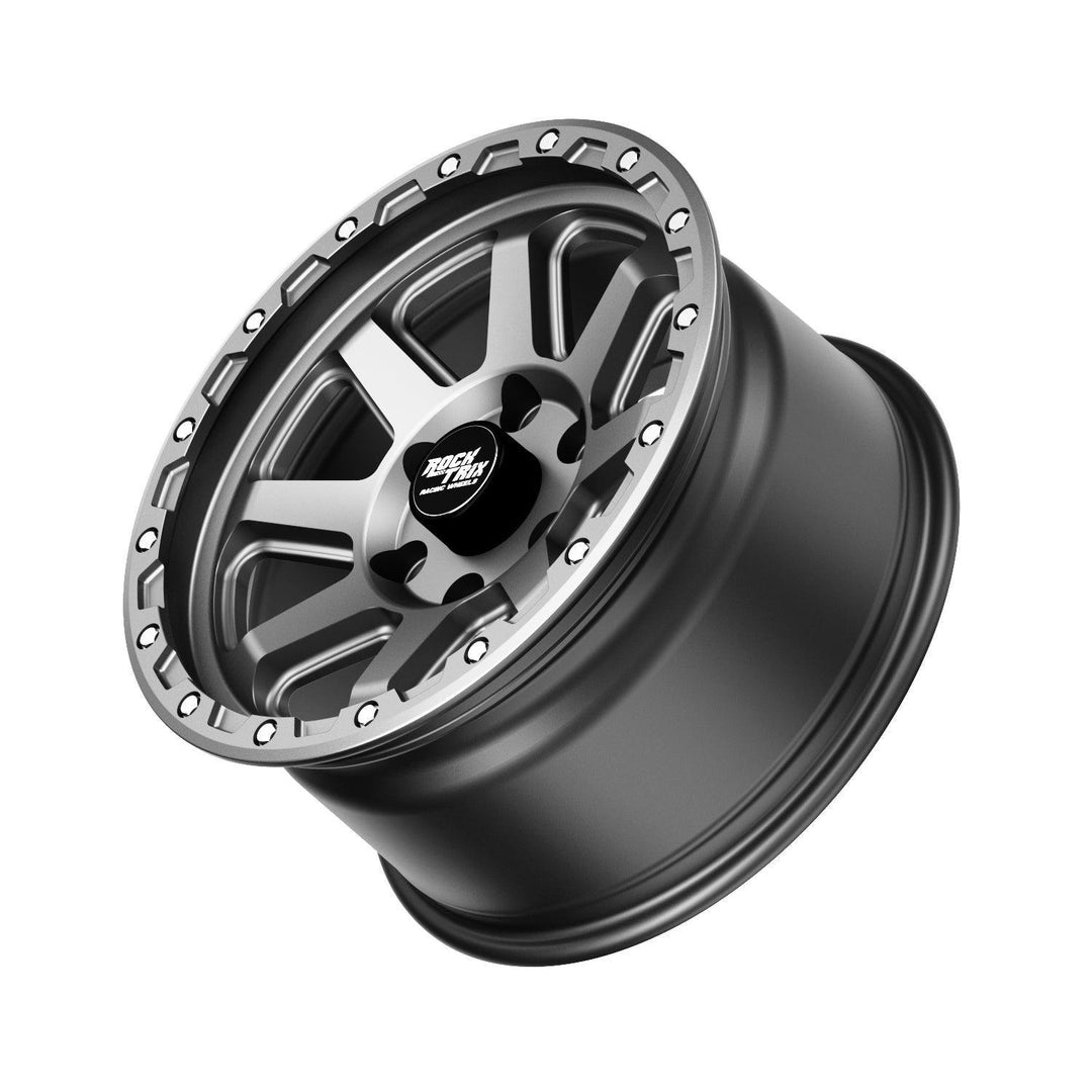 Rocktrix Offroad Wheels - RT116 - 8 Straight Spoke - Matte Black / 5x127 | 71.5 / 17x9 ET-12 (4.5") - Matte Gunmetal Rims for Tacoma 4Runner F150 Bronco Wrangler Gladiator