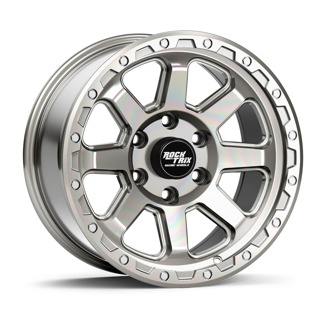 Rocktrix Offroad Wheel RT116 Machined Silver 17x9 rim. 5x127 for Jeep Wrangler JK JL Gladiator JT. 6x139.7 for Toyota Lexus