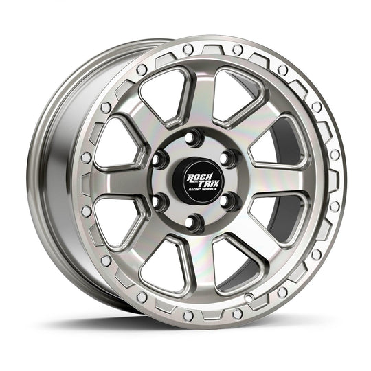 Rocktrix Offroad Wheel RT116 Machined Silver 17x9 rim. 5x127 for Jeep Wrangler JK JL Gladiator JT. 6x139.7 for Toyota Lexus