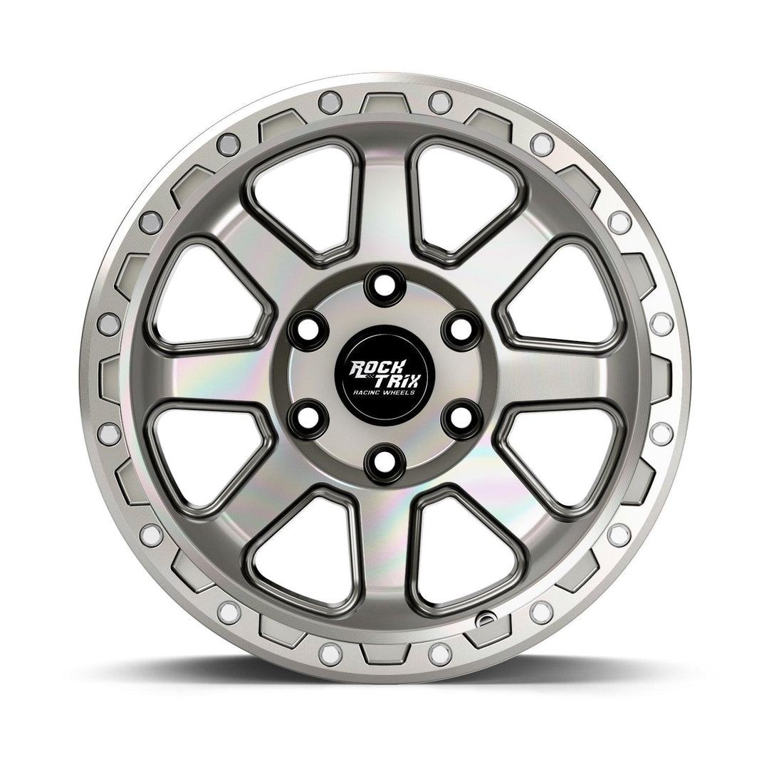 Rocktrix Offroad Wheel RT116 Machined Silver 17x9 rim. 5x127 for Jeep Wrangler JK JL Gladiator JT. 6x139.7 for Toyota Lexus