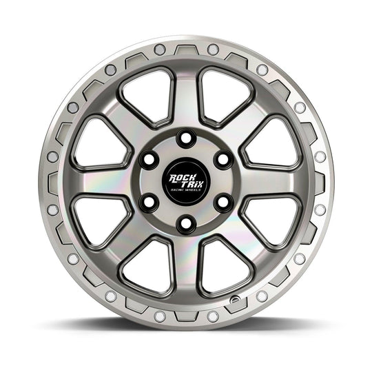 Rocktrix Offroad Wheel RT116 Machined Silver 17x9 rim. 5x127 for Jeep Wrangler JK JL Gladiator JT. 6x139.7 for Toyota Lexus
