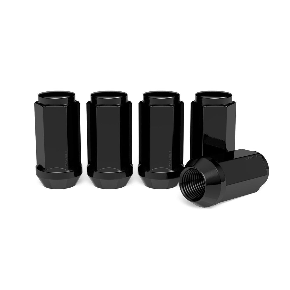 Rocktrix 1/2"x20 Lug Nuts XL Extended Closed Bulge, Cone Lug Seat, Black, heavy duty.