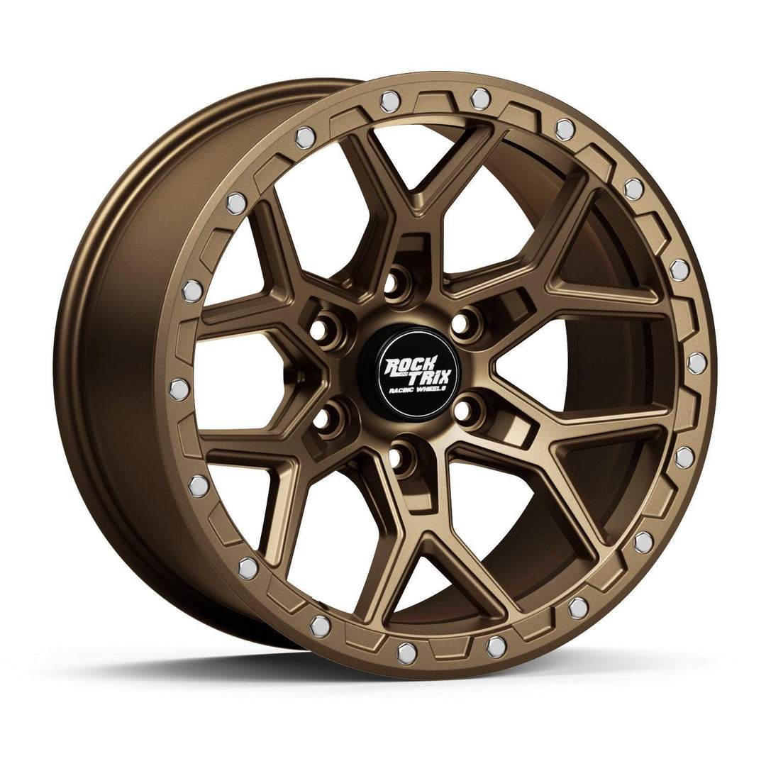 Rocktrix Offroad Wheels - RT107 Six Split Spoke Mesh - Matte Bronze / 6x139.7 | 106.1 (for Toyota) / 17x9 | ET-12 (4.5") - Matte Bronze Rims for Tacoma 4Runner F150 Bronco