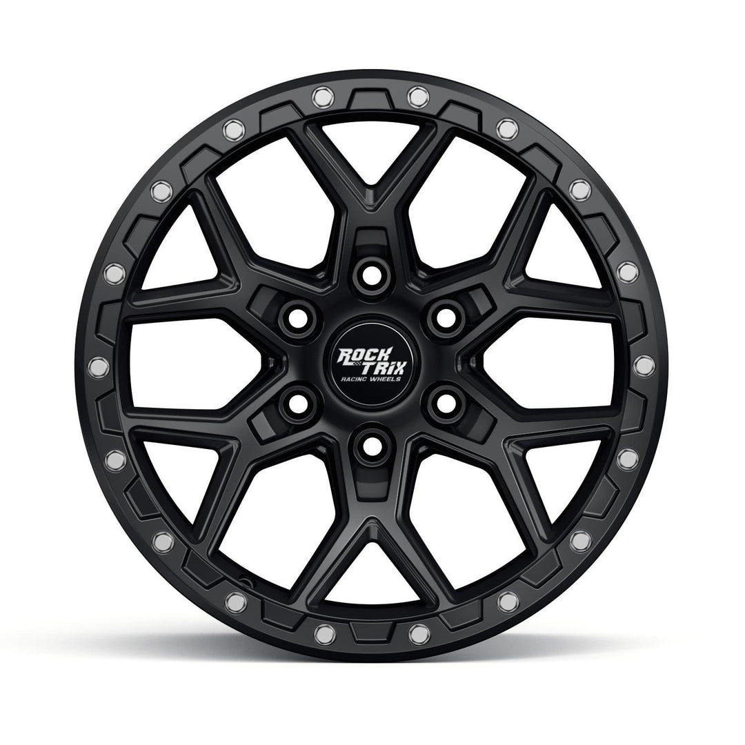 Rocktrix Offroad Wheels - RT107 Six Split Spoke Mesh - Matte Black / 6x135 | 87.1 (for Ford) / 17x9 | ET-12 (4.5") - Matte Black Rims for Tacoma 4Runner F150 Bronco
