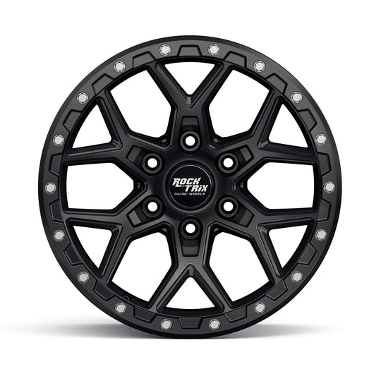 Rocktrix Offroad Wheels - RT107 Six Split Spoke Mesh - Matte Black / 6x135 | 87.1 (for Ford) / 17x9 | ET-12 (4.5") - Matte Black Rims for Tacoma 4Runner F150 Bronco