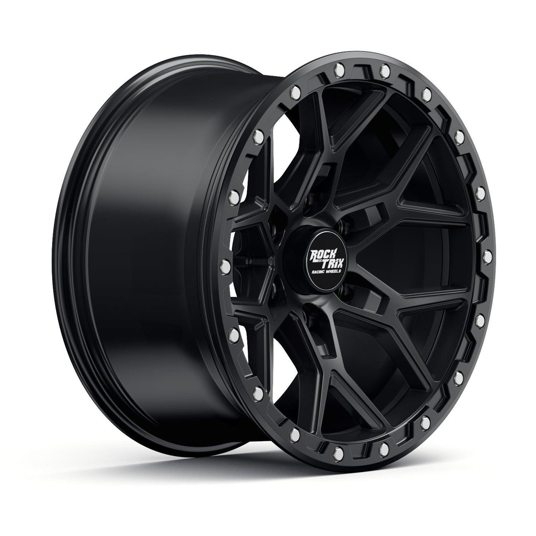Rocktrix Offroad Wheels - RT107 Six Split Spoke Mesh - Matte Black / 6x135 | 87.1 (for Ford) / 17x9 | ET-12 (4.5") - Matte Black Rims for Tacoma 4Runner F150 Bronco