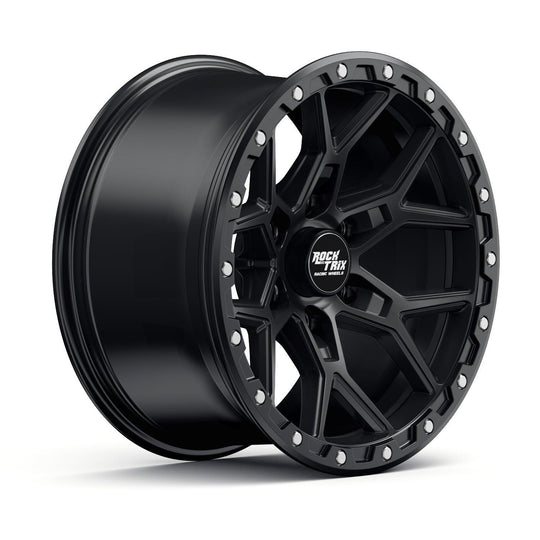 Rocktrix Offroad Wheels - RT107 Six Split Spoke Mesh - Matte Black / 6x135 | 87.1 (for Ford) / 17x9 | ET-12 (4.5") - Matte Black Rims for Tacoma 4Runner F150 Bronco