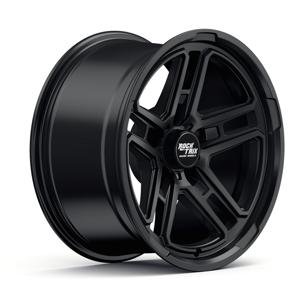 RockTrix Offroad RT108 Five Dual Spoke Wheel Matte Black 5 lug holes 360 degree rotating view