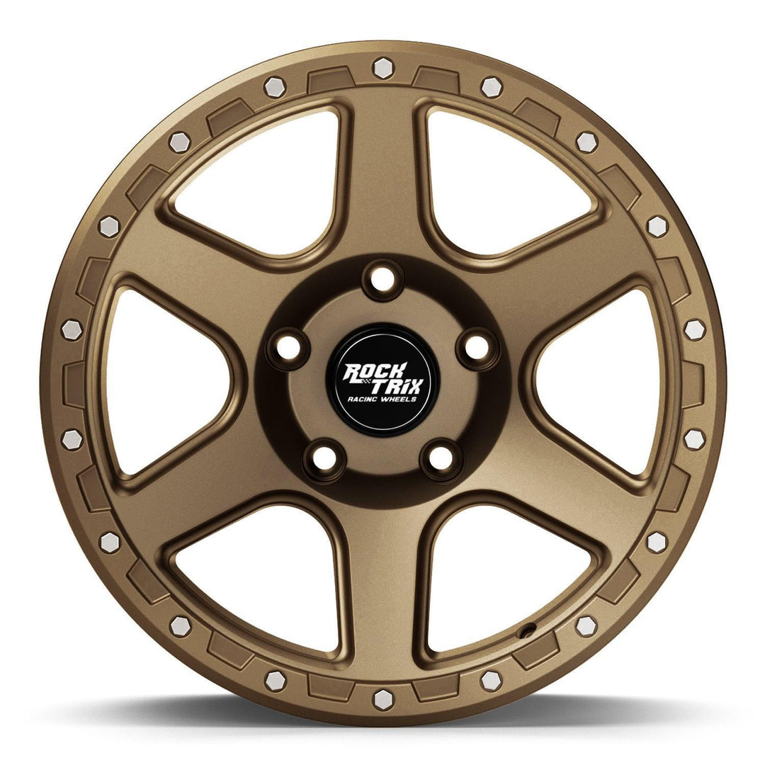 Rocktrix Offroad Wheels - RT112 - Six Spoke Classic - Matte Black / 5x127 | 71.5 / 17x9 | ET-12 (4.5") - Rims for Tacoma 4Runner F150 Bronco Wrangler Gladiator