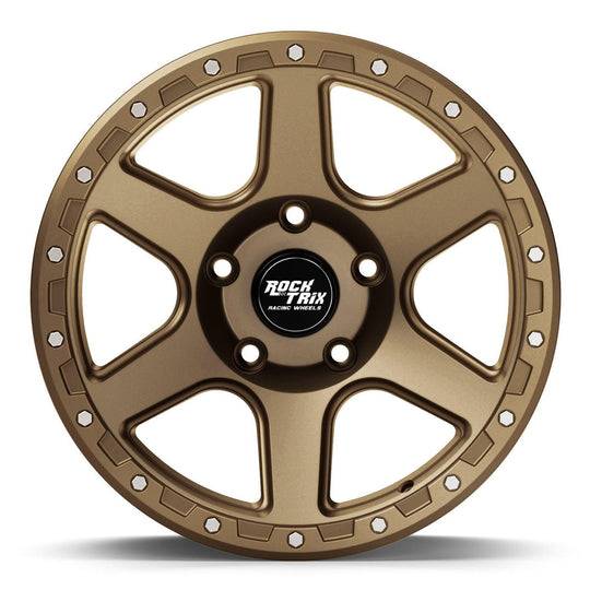 Rocktrix Offroad Wheels - RT112 - Six Spoke Classic - Matte Black / 5x127 | 71.5 / 17x9 | ET-12 (4.5") - Rims for Tacoma 4Runner F150 Bronco Wrangler Gladiator