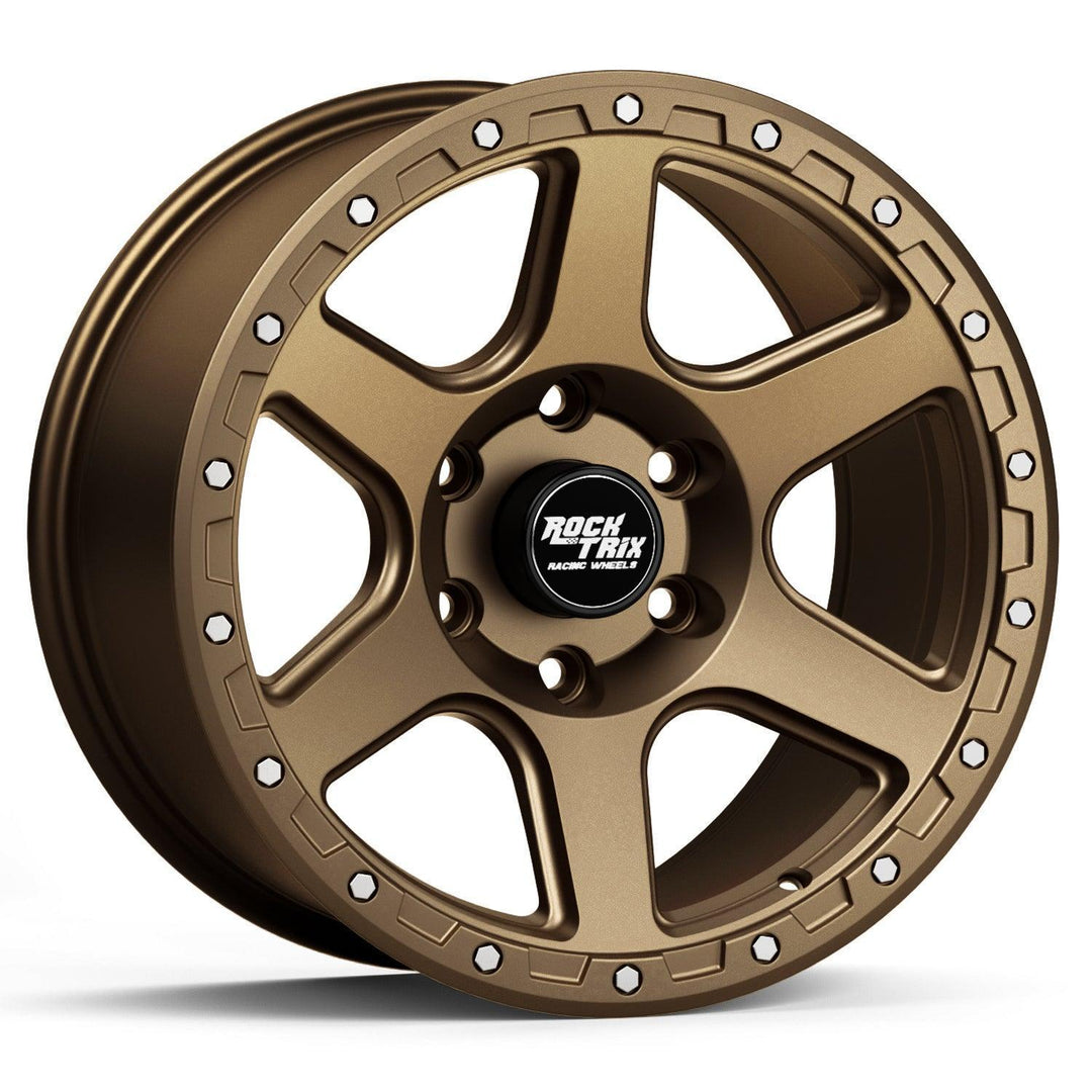Rocktrix Offroad Wheels - RT112 - Six Spoke Classic - Matte Bronze / 6x135 | 87.1 / 17x9 | ET-12 (4.5") - Rims for Tacoma 4Runner F150 Bronco Wrangler Gladiator