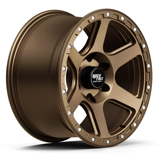Rocktrix Offroad Wheels - RT112 - Six Spoke Classic - Matte Black / 5x127 | 71.5 / 17x9 | ET-12 (4.5") - Rims for Tacoma 4Runner F150 Bronco Wrangler Gladiator