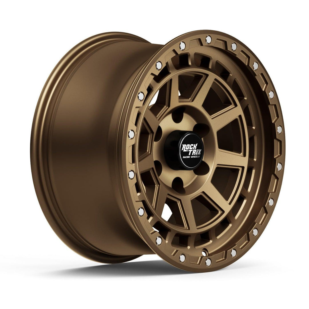 Rocktrix Offroad Wheels - RT114 - 9 Flat Spokes - Matte Bronze / 5x127 | 71.5 / 17x9 ET-12 (4.5") - Rims for Tacoma 4Runner F150 Bronco Wrangler Gladiator
