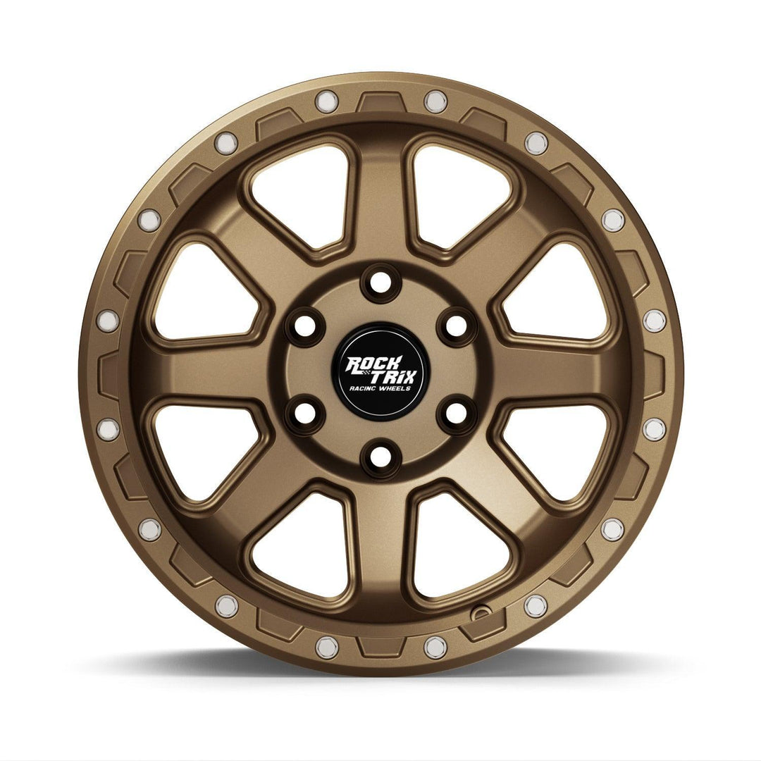 Rocktrix Offroad Wheels - RT116 - 8 Straight Spoke - Matte Black / 5x127 | 71.5 / 17x9 ET-12 (4.5") - Rims for Tacoma 4Runner F150 Bronco Wrangler Gladiator