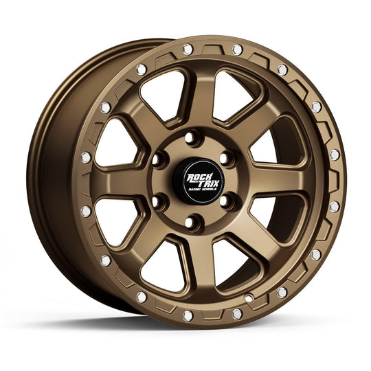 Rocktrix Offroad Wheels - RT116 - 8 Straight Spoke - Matte Bronze / 6x135 | 87.1 / 17x9 ET-12 (4.5") - Rims for Tacoma 4Runner F150 Bronco Wrangler Gladiator