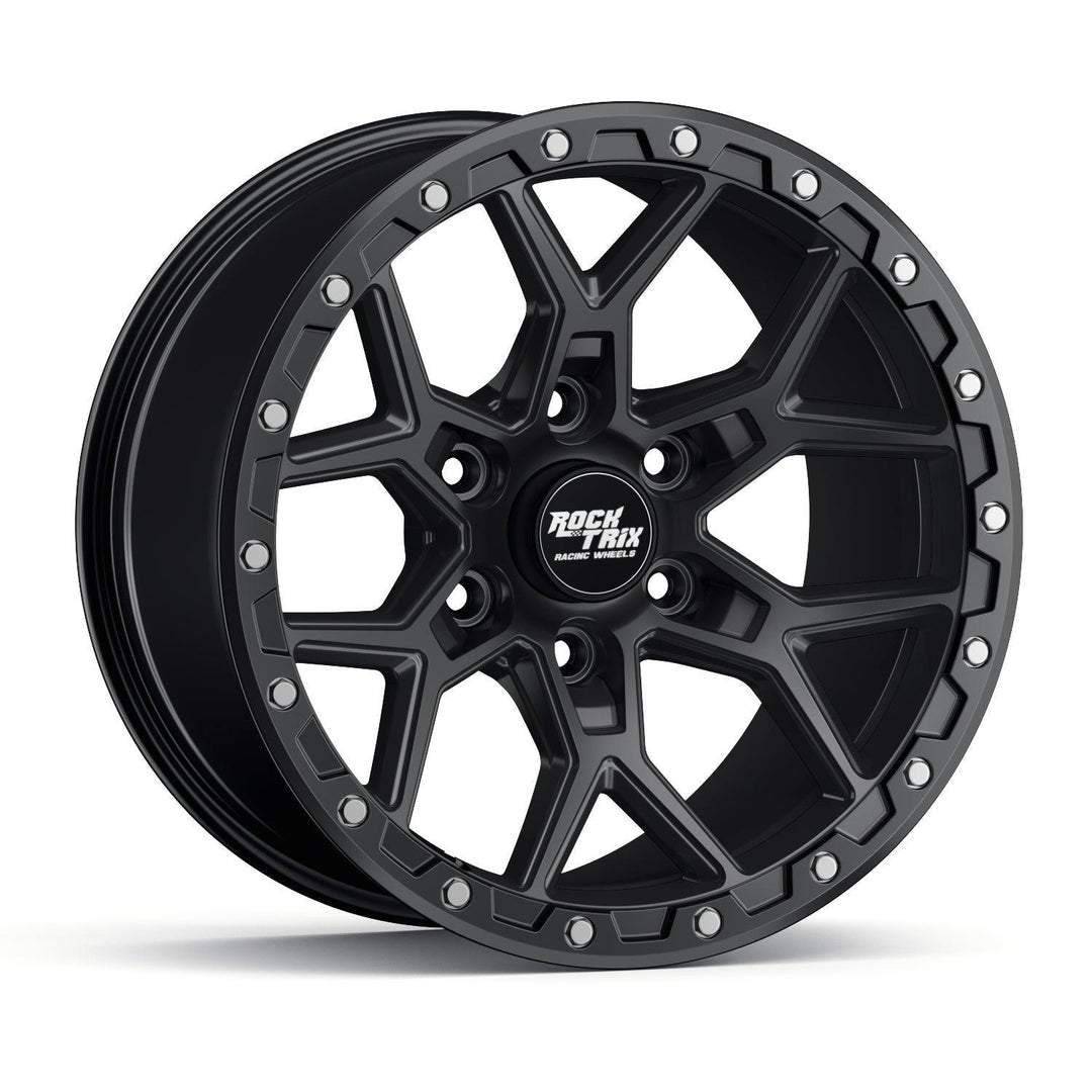 Rocktrix Offroad Wheels - RT107 Six Split Spoke Mesh - Matte Black / 6x135 | 87.1 (for Ford) / 17x9 | ET-12 (4.5") - Matte Black Rims for Tacoma 4Runner F150 Bronco