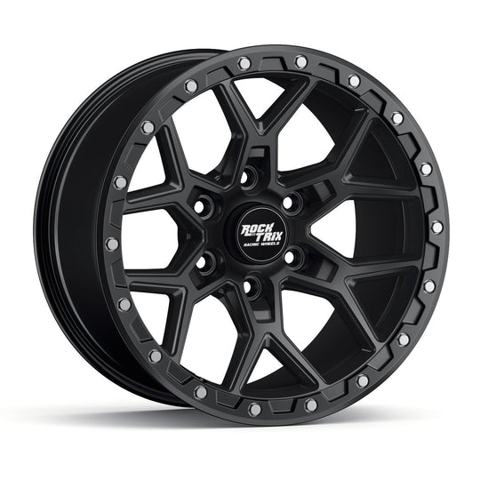 Rocktrix Offroad Wheels - RT107 Six Split Spoke Mesh - Matte Black / 6x135 | 87.1 (for Ford) / 17x9 | ET-12 (4.5") - Matte Black Rims for Tacoma 4Runner F150 Bronco